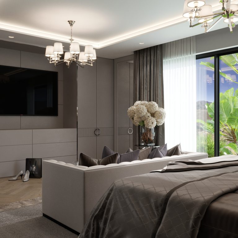 Chambre à coucher Villa Maison Design d’intérieur Côte d’Azur 7